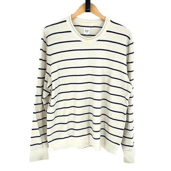 Gap Vintage Cotton Striped Knit Crewneck Sweater Mens Size Large - Picture 1 of 9